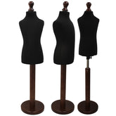 Children Kids Age 2-4 Years Tailors Dummy Mannequin, Black Torso Bust with a Dark Wood Round Base
